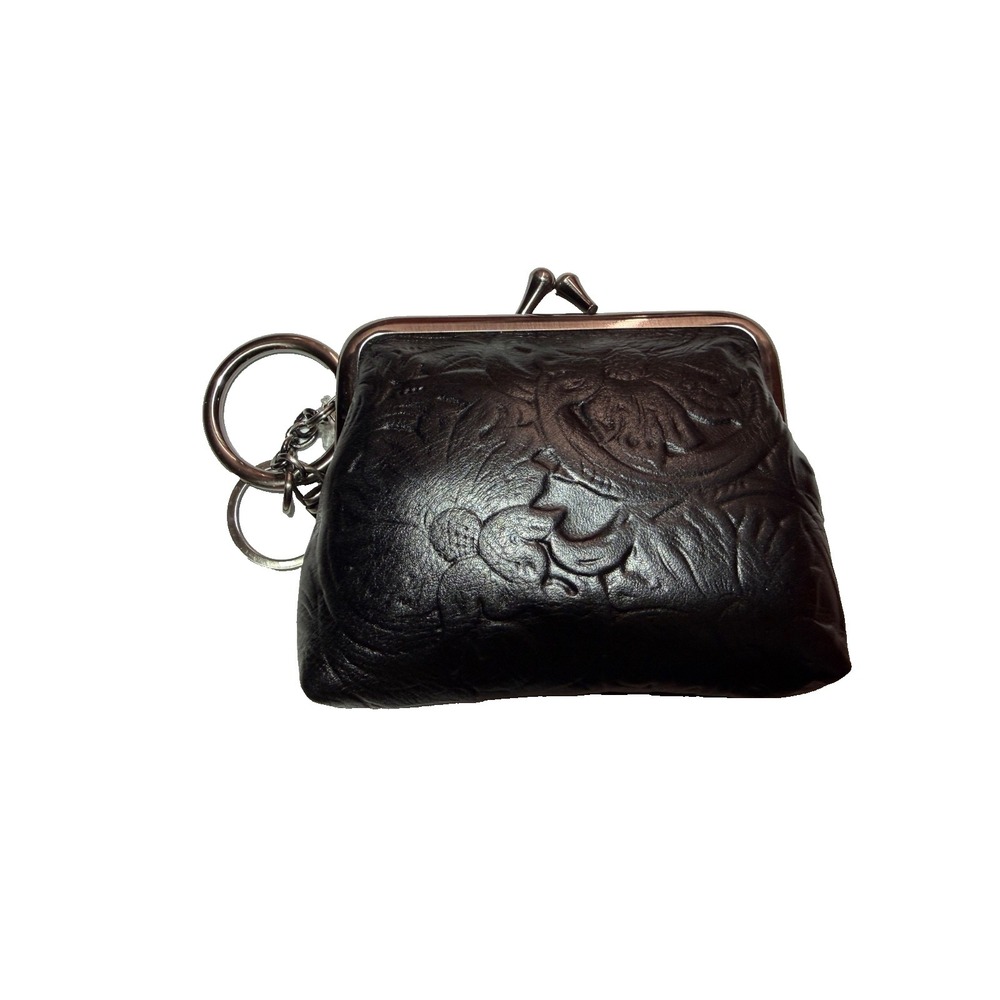 Patricia Nash  Borse Tooled Leather Coin Purse BLACK  TOOLED ROSE NWOT GORGEOUS
